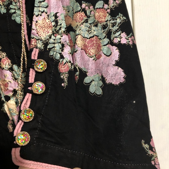 Garnet clothing NWT Floral Black and Pink Dress tassel high low cotton medium - Picture 7 of 12